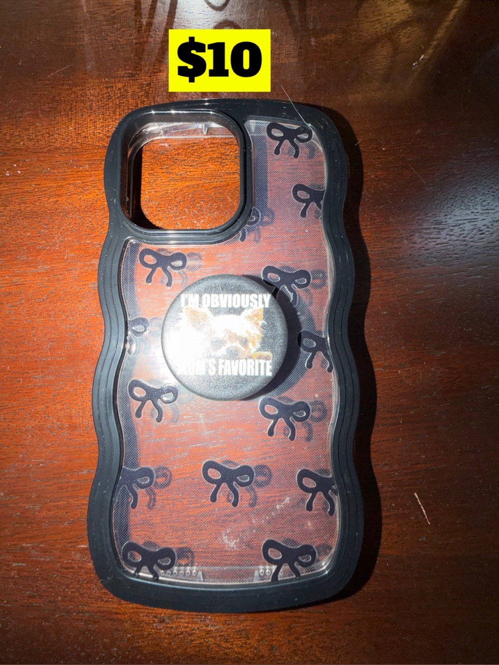 14 pro max Clear Black Bumper iPhone Case with PopGrip - Black